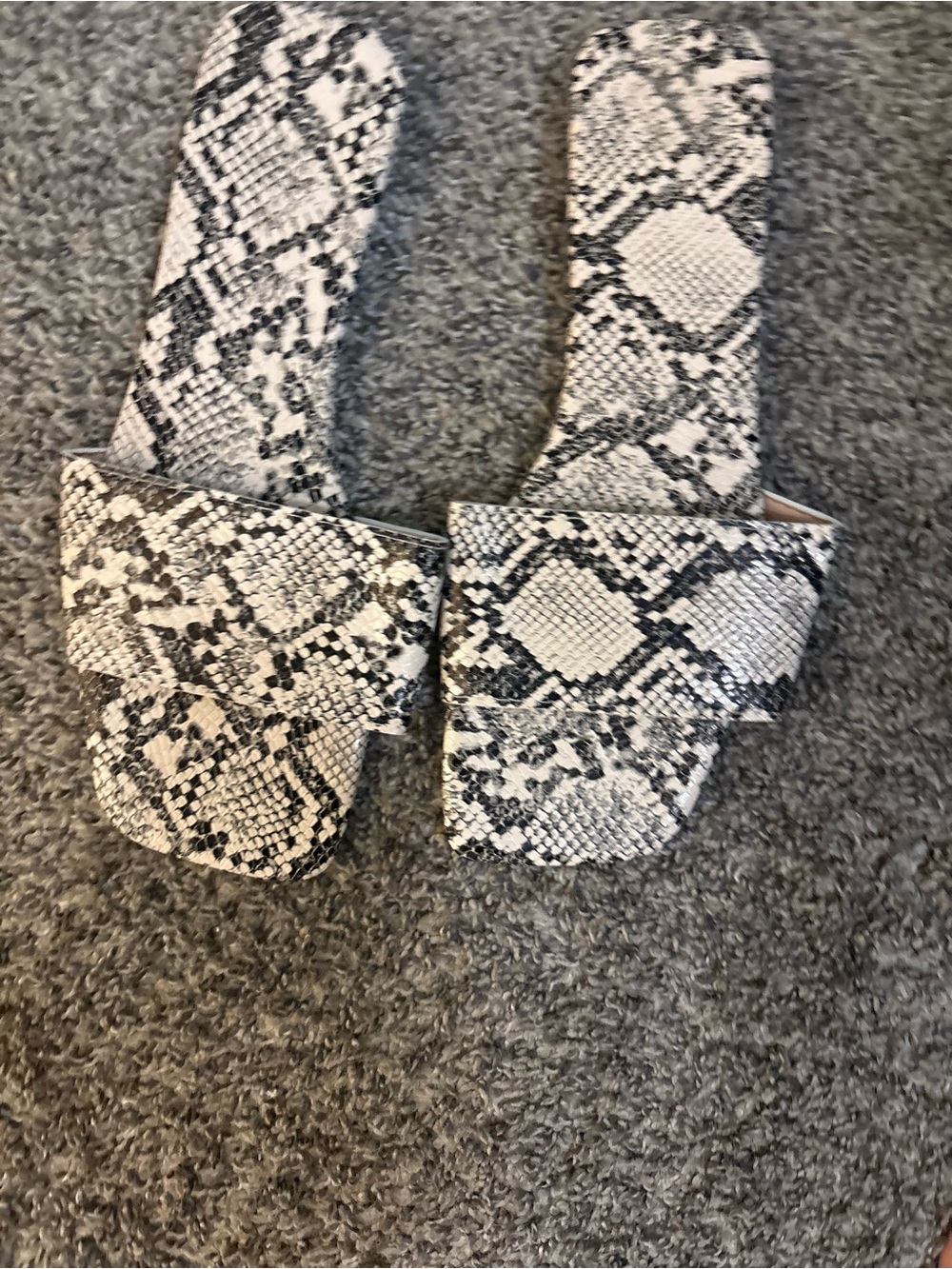 Snake-Print Slide Sandals - White/Black